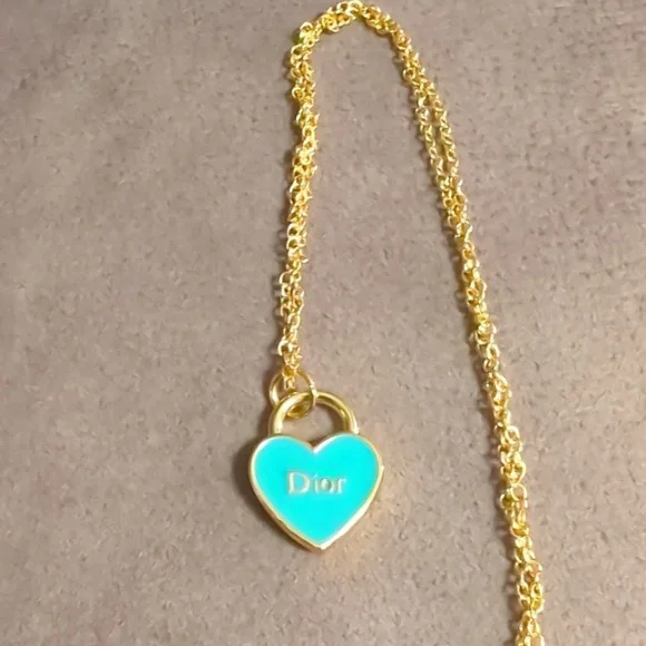 Dior Gold And Tiffany Blue Charm On Gold Chain- Repurposed - Picture 2 of 5